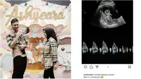 Potret Megantara rayakan ultah pertama buah hati dan umumkan istri hamil anak kedua. (Sumber: Instagram/asrifaradila)