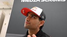 Pembalap Aprilia Racing, Jorge Martin, asal Spanyol, menghadiri sesi media scrum selama Grand Prix MotoGP Jepang di Mobility Resort Motegi, Motegi, Prefektur Tochigi, pada 25 September 2025. (TOSHIFUMI KITAMURA/AFP)