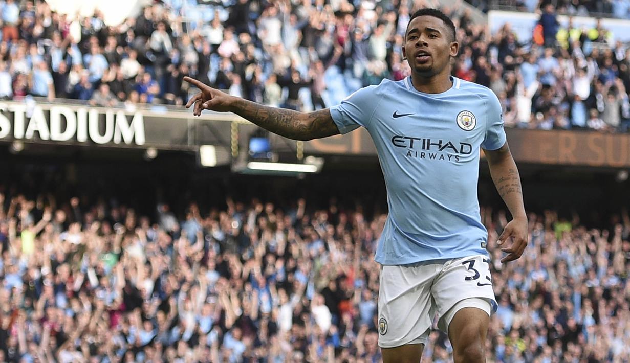 4. Gabriel Jesus (Brasil) - Mencetak 10 gol pada semua ajang bersama Manchester City. (AFP/Oli Scarff)