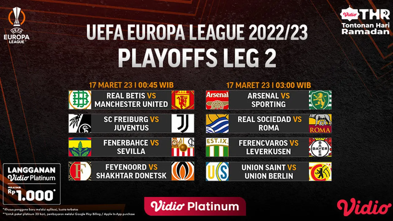 Jadwal Liga Europa 16 Besar Leg 2 Live Vidio Jumat 17 Maret 2023 : Real Betis Vs Manchester United