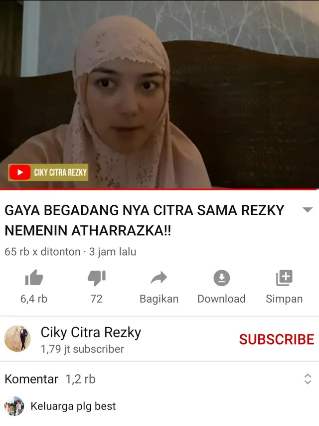 Unggahan Citra Kirana. (Foto: YouTube Ciky Citra Rezky)