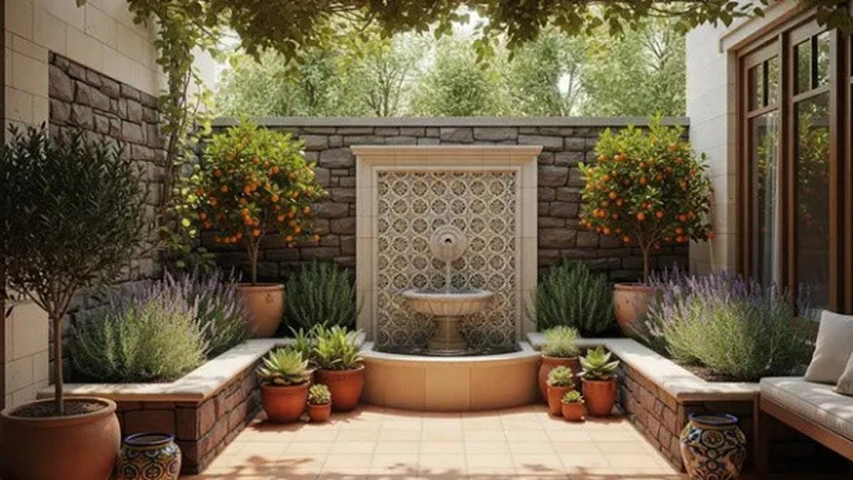 8 Model Taman Rumah Kecil dengan Air Mancur Mini untuk Suasana Tenang dan Natural, Bikin Rileks