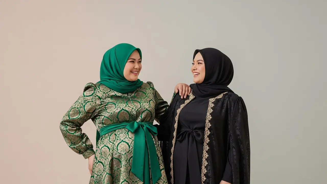Model Gamis Brokat untuk Perut Buncit