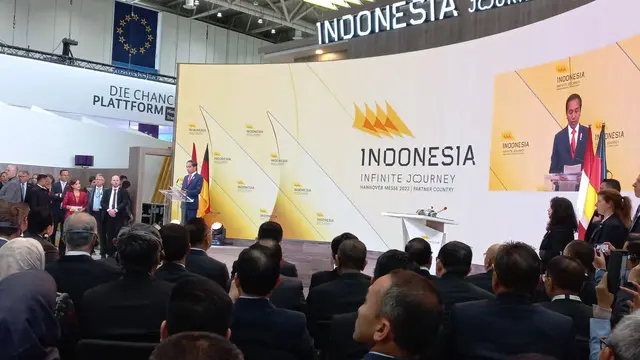 Presiden Joko Widodo (Jokowi) saat membuka Pavilun Indonesia di Hannover Messe 2023