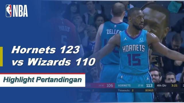 Kemba Walker mencetak 27 dan memberikan 11 assist saat Hornets menang atas Wizards 123-110.