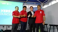 David Setiawan Suwarto, Deputy Director Programming SCTV (kedua dari kanan) saat konferensi pers U-20 International Cup 2019. (foto: Liputan6.com/Cakrayuri)