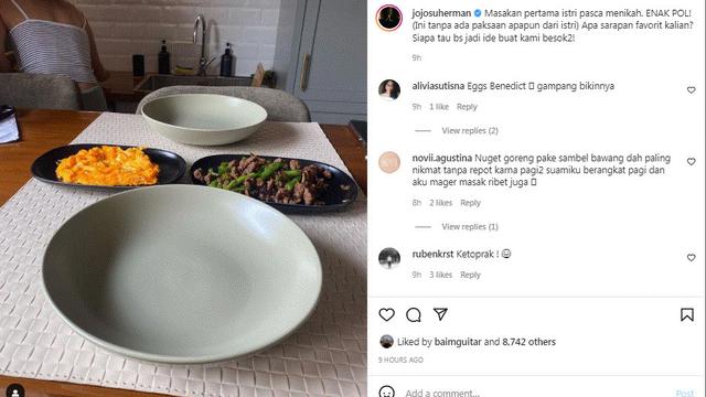 Joshua Suherman puji masakan pertama Clairine Clay setelah resmi menjadi pasangan suami istri