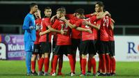 Pemain Timnas Palestina U-17 saat akan berlaga melawan Timnas Indonesia U-17 dalam laga Grup B Kualifikasi Piala Asia U-17 2023 yang berlangsung di Stadion Pakansari, Bogor, Jumat (7/10/2022). (Bola.com/M Iqbal Ichsan)