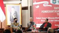 Gubernur Jawa Tengah (Jateng) Ganjar Pranowo, melakukan rapat koordinasi bersama Komisi Pemberantasan Korupsi (KPK) RI terkait pemberantasan tindak pidana korupsi terintegrasi.