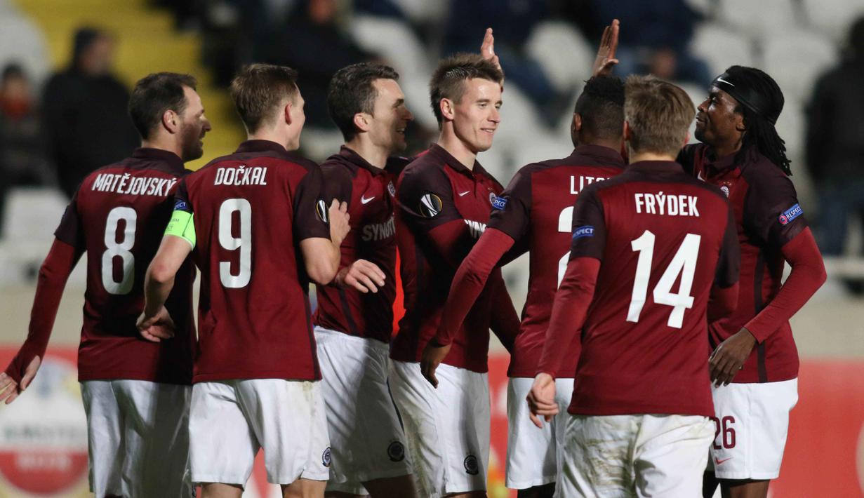 Sparta Praha berhasil menyingkirkan Krasnodar untuk lolos ke babak 16 besar liga Europa  dengan agregat gol 3-0.  (EPA/Katia Christodoulou)