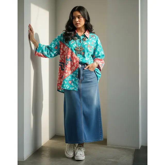 Model Batik Wanita Maxi Skirt. Foto: Gemini