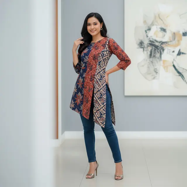Model Atasan Batik Asimetris Agar Tampilan Lebih Proporsional dan Chic