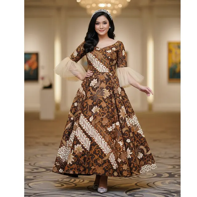 Dress Tulle Transparan Motif Kawung