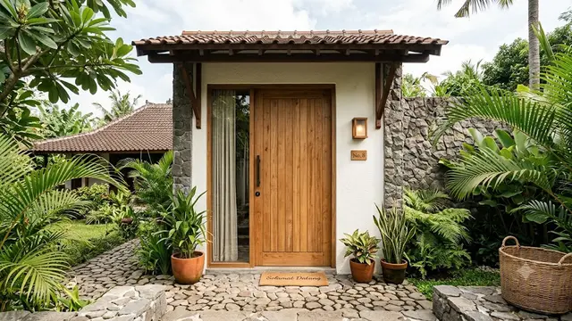 Model Pintu Rumah Japandi dengan Material Lokal