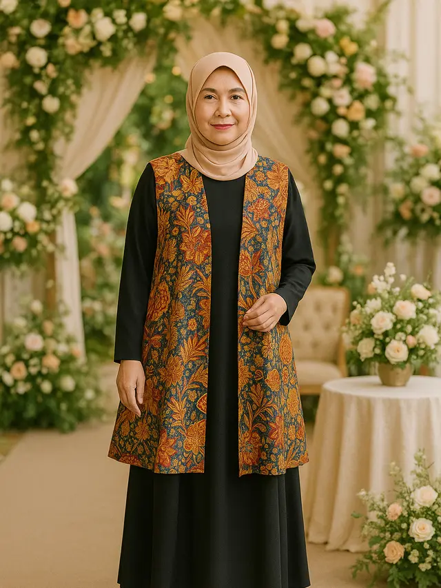 Cardigan Batik tanpa Lengan untuk Kondangan dan Acara Resmi Ibu-Ibu Usia 50 Tahunan