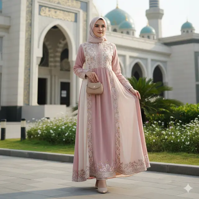 Model Gamis Kombinasi Ceruti