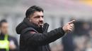 Pelatih AC Milan, Gennaro Gattuso memuji permainan anak asuhnya yang mendominasi sepanjang pertandingan kontra Parma dalam laga lanjutan giornata ke-14 Serie A yang berlangsung di stadion San Siro, Milan, Minggu (2/12). AC Milan menang 2-1. (AFP/Miguel Me