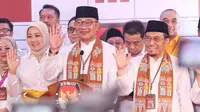 Ridwan Kamil-Suswono menjadi pasangan kedua yang mendaftar ke KPU DKI Jakarta, setelah sebelumnya pasangan Pramono Anung-Rano Karno. (Liputan6.com/Angga Yuniar)