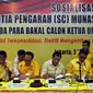 Panitia Tahapan Seleksi Pencalonan Ketum Golkar ketika kegiatan sosialisasi bagi bakal calon Ketua Umum Partai Golkar di Jakarta, Senin (2/5). Saat ini, beberapa kader Golkar sudah melabeli dirinya sebagai bakal calon ketua umum (Liputan6.com/Johan Tallo)