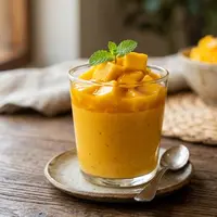 Resep Puding Mangga dengan Potongan Buah Segar (AI generated)
