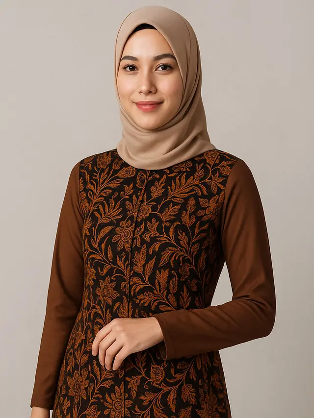 7 Model Dress Batik Lengan Panjang Kombinasi Polos, Tren Fashion Modern yang Memadukan Tradisi dan Gaya Kontemporer