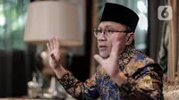 Menteri Perdagangan yang juga Ketua Umum Partai Amanat Nasional (PAN) Zulkifli Hasan saat wawancara khusus dengan Liputan6.com di Jakarta, Sabtu (1/10/2022). (Liputan6.com/Johan Tallo)