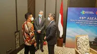 Menteri Kesehatan RI Budi Gunadi Sadikin melakukan pertemuan bilateral dengan Amerika Serikat (AS) dalam rangkaian acara "15th ASEAN Health Ministers Meeting and Related Meetings" di Hotel Conrad, Nusa Dua Bali pada Sabtu, 14 Mei 2022. (Dok Kementerian Kesehatan RI)