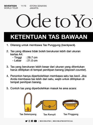 Peraturan soal Tas di konse Seventeen (Twitter/ mecimapro)
