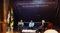 Badan Penyelenggara Jaminan Produk Halal (BPJPH) Kementerian Agama dan Kementerian Pariwisata dan Ekonomi Kreatif (Menparekraf) sepakat bersinergi dan kolaborasi dalam rangka percepatan sertifikasi halal bagi produk layanan wisata. (Istimewa)