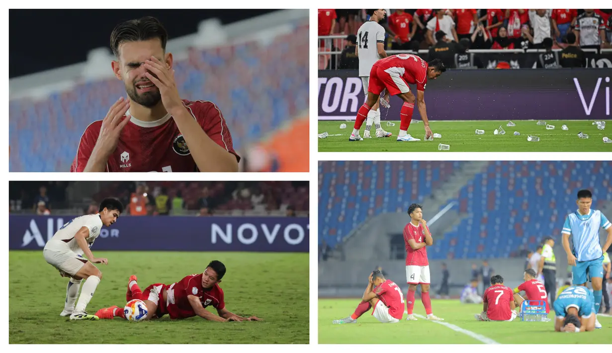 Tahun 2025 menjadi tahun penuh pembelajaran bagi Timnas Indonesia di berbagai level usia. Berikut ini, momen pahit Timnas Indonesia selama 2025. (Kolase: Dok Bola.com dan AP Photo)