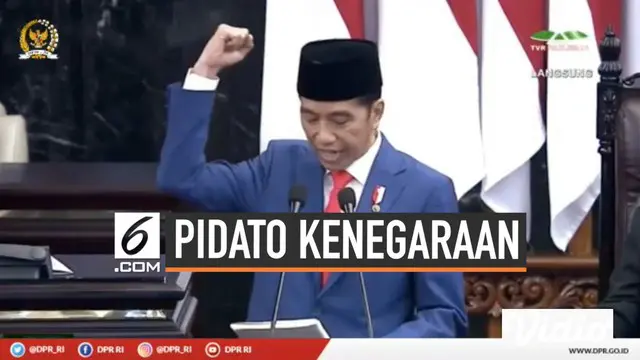 Presiden Jokowi menyampaikan pidato pada sidang tahunan MPR 2019. Jokowi menekankan perlunya pemangkasan aturan yang tidak efektif, dan pentingnya persatuan bangsa.