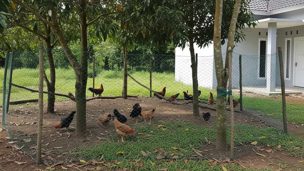 Umbaran Ayam Dengan Pagar Jaring