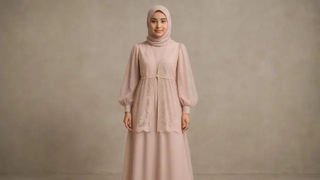 Model Gamis Rompi Depan Modern 2025/Gambar via AI