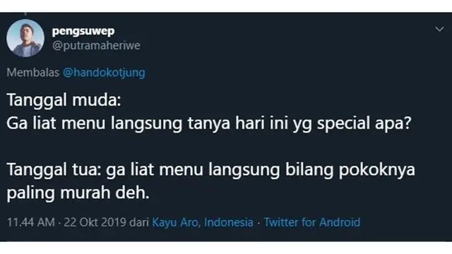 5 Beda Pesan Makanan Saat Tanggal Muda dan Tua ala Netizen Ini Benar Adanya