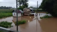 Hujan lebat yang mengguyur sejak Minggu (8/11/2019), mengakibatkan enam kecamatan di Kabupaten Limapuluh Kota, Sumatera Barat terendam banjir. (Liputan6.com/ Novia Harlina)