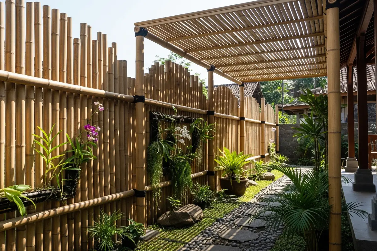 9 Inspirasi Pagar Bambu Multifungsi untuk Kebun Sekaligus Peneduh Halaman