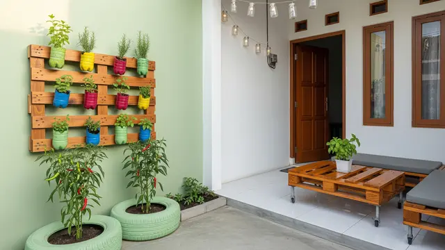 Model Teras Depan Rumah Sempit Budget Rp5 Juta dengan Konsep Garden Corner/ Ilustrasi AI