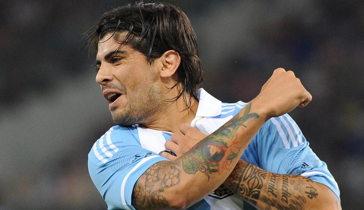 Ever Banega pemain yang saat ini membela Inter Milan ikut mengantarkan Argentina meraih medali emas pada Olimpiade Beijing 2008. (EPA/Mauriozio Brambatti)