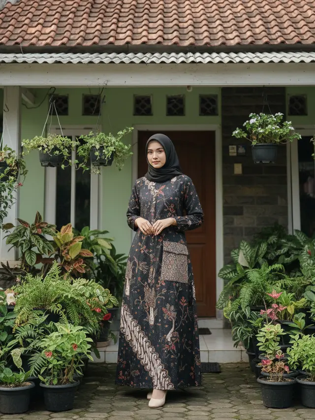 Gamis Batik Brokat Cocok Acara Outdoor