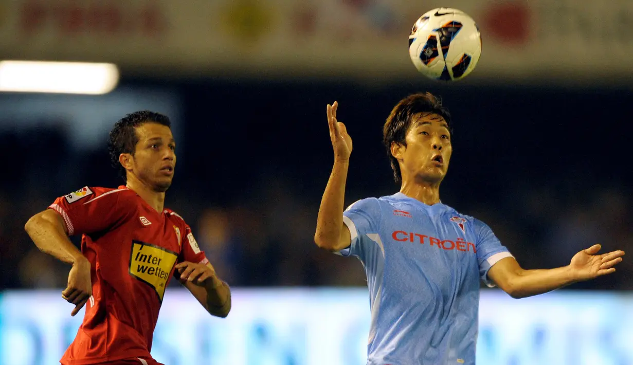 Park Chu-young, penggawa timnas Korea Selatan ini berhasil menjaringkan tiga gol dan satu assist dari 22 penampilannya bersama Celta Vigo di La Liga musim 2012-2013. (AFP/Miguel Riopa)