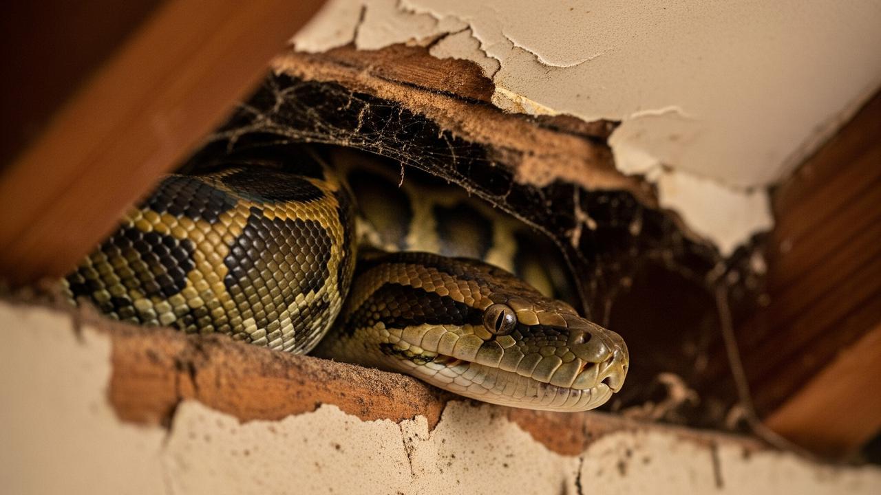 Ular Piton di Plafon Rumah