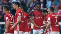 Pemain Bayern Munchen merayakan gol yang dicetak Juan Bernat ke gawang Darmstadt. (AFP/Christof Stache)