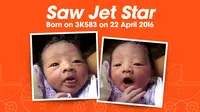 Lahir di Pesawat, Nama Bayi ini Saw Jet Star