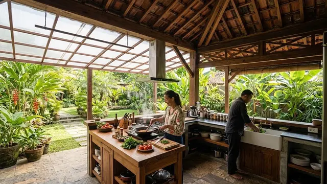 Pasang Atap yang Menutupi Seluruh Area Dapur.