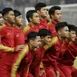 Pemain Indonesia saat melawan Chinese Taipei pada laga AFC U-19 di SUGBK, Jakarta, Kamis (18/10/2018). Indonesia menang 3-1 atas Chinese Taipei. (Bola.com/M Iqbal Ichsan)