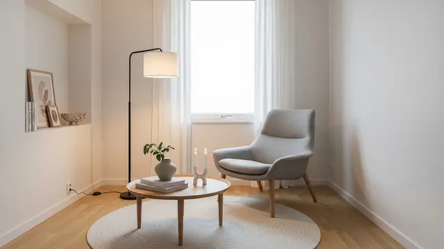 Desain Ruang Tamu Kecil Minimalis Tanpa Sofa di Rumah Sederhana/Gemini AI
