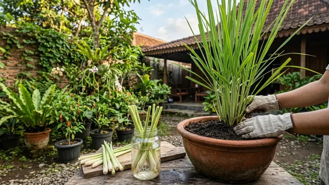 Cara Menanam Serai dari Sisa Batang Dapur (AI Generated)