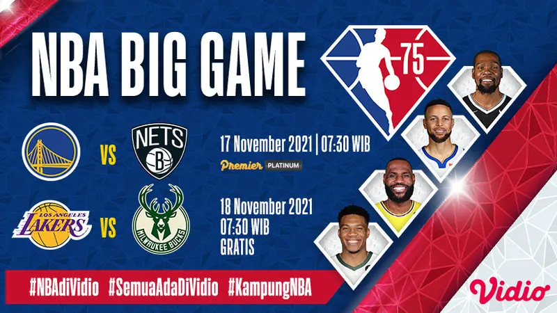 Saksikan Live Streaming Big Game NBA 2021 di Vidio Bucks Vs
