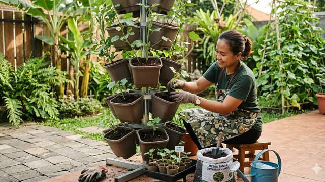 Cara Menanam Okra di Pot Vertikal untuk Pekarangan Sempit. Gemini