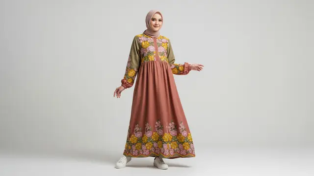Gamis Abaya Bordir Motif Floral
